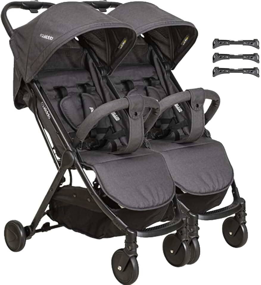 Carrinho para Gemeos Compacto Passeio Kiddo Road Melange Preto