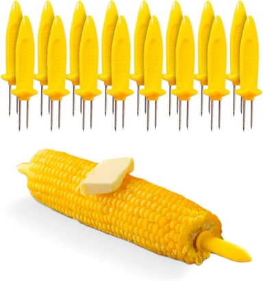 Espetos para Milho, 16 Unidades, Plástico BPA Free com Pontas de Aço Inox, 8cm, Petiscos Churrasco
