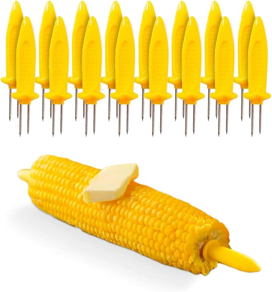 Espetos para Milho, 16 Unidades, Plástico BPA Free com Pontas de Aço Inox, 8cm, Petiscos Churrasco