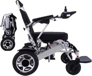 Cadeira de rodas elétrica, dobrável, leve, deluxe, auxílio à mobilidade elétrica, motor duplo de 250w, bateria dupla, cadeira de rodas elétrica portátil