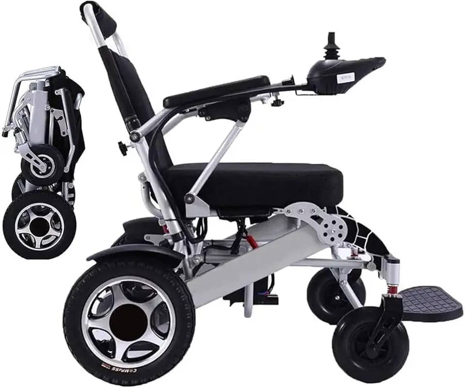 Cadeira de rodas elétrica, dobrável, leve, deluxe, auxílio à mobilidade elétrica, motor duplo de 250w, bateria dupla, cadeira de rodas elétrica portátil