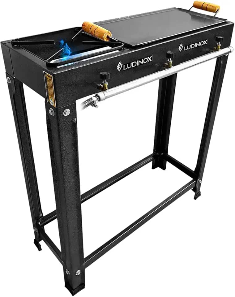 Fogão Industrial 3 Bocas 20X20 Alta Pressão Jr Com Chapa + kit instalação de gás