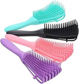 Escova Polvo Para Cabelos Cacheados Desembaraçadora 8 Pontas Flexíveis Pente Polvo Cachos Fácil Desembaraço Anti-quebra - Bella Net