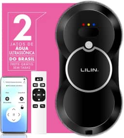 Lilin Robô Limpa Vidros HCR10, Robô de Limpeza de Janelas com Bivolt, Bicos duplos com spray ultrassônico com Bateria de Emergência e Sensores de Bordas Antiqueda, Planejamento inteligente de caminho