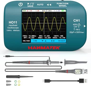 HANMATEK osciloscópio digital portátil ho11 - largura de banda de 10 MHz, amostragem de alta precisão de 48 msa/s, display tft de 2,8 ", recarregável por USB, sistema de disparo avançado,