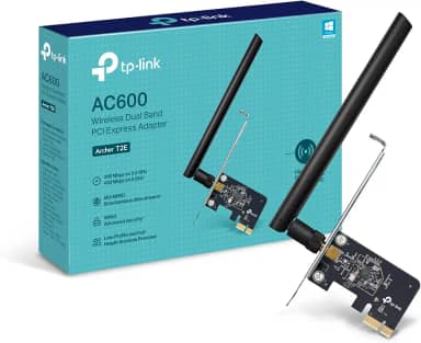 TP-Link Placa PCIe WiFi AC600 para PC desktop, placa de rede interna sem fio de banda dupla (Archer T2E) antena de alto ganho, MU-MIMO, WPA3, perfil baixo, suporta Windows 10/11