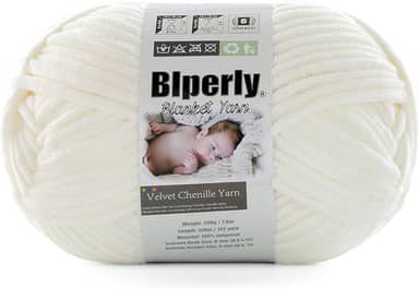 1 pacote de fio de cobertor macio de chenille para bebês - #6 fio grosso super volumoso de textura torcida para tricô, amigurumi e decoração de casa (200 ml, 140 m cada) (branco leitoso)