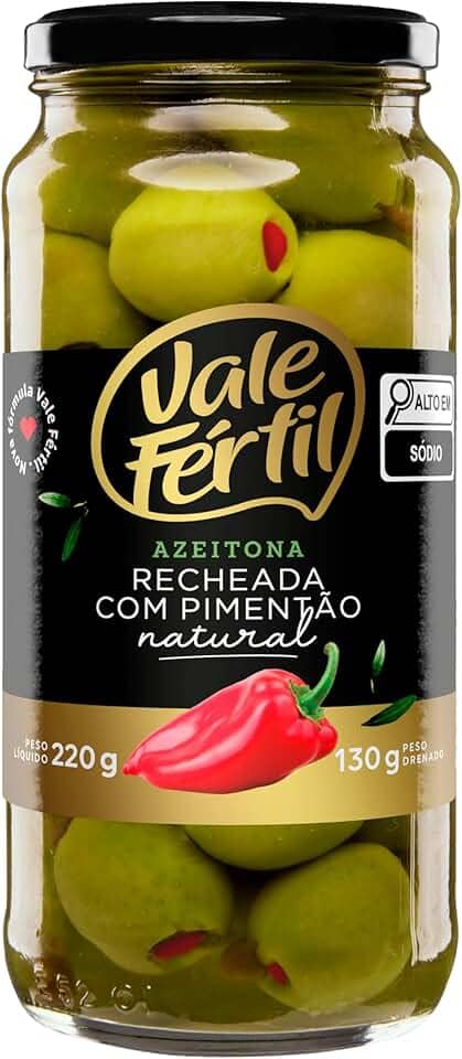 Azeitona Verde em Conserva com Recheio de Pimentão Vale Fértil Vidro 130g