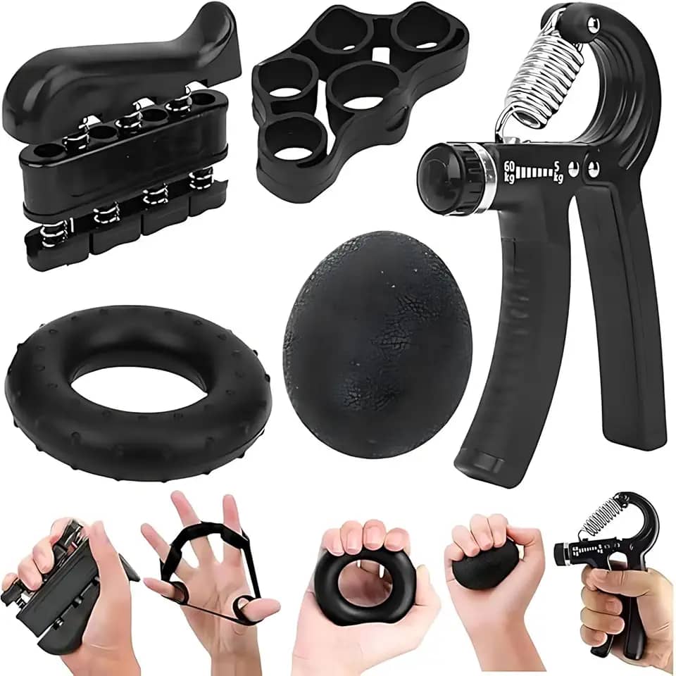 Hand Grip Kit com 5 Peças Fortalecedor de Mão Exercitador Dedos e Punhos Exercício Fisioterapia Dedos Mãos