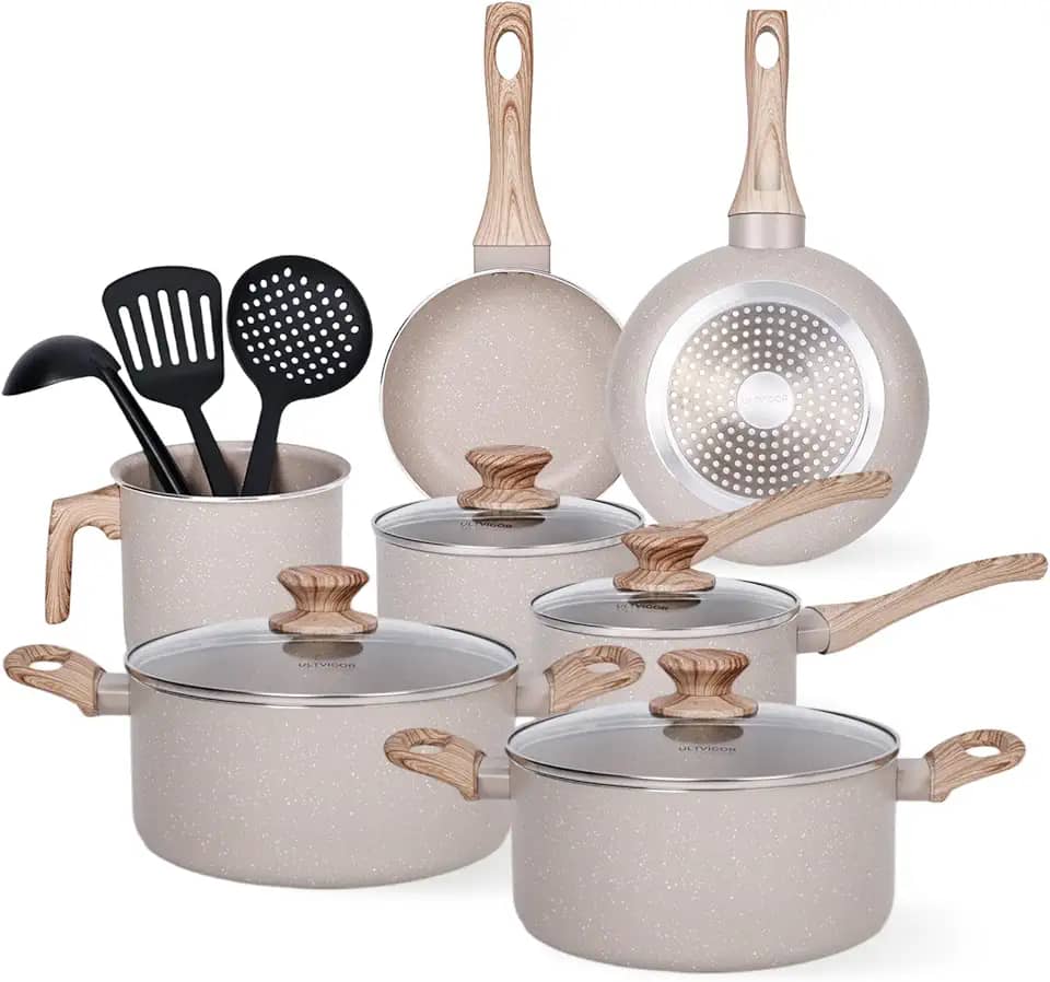 Jogo de Panelas Cerâmica Antiaderente Indução 10 Peças, Compatível com Fogão de Indução, Gás e Elétrico, Cinza