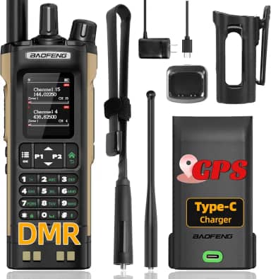 Rádio amador Baofeng DM32 DMR 10W portátil recarregável Walkie Talkies rádio bidirecional DM32UV de longo alcance Rádio meteorológico NOAA com GPS, frequência de cópia, 2500 mAh, carregamento USB-C