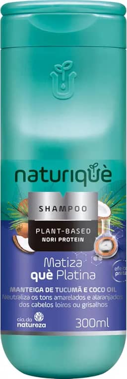 Naturiquè, Shampoo, Para todos os tipos de cabelos, Matiza què platina, Neutraliza os tons amarelados e alaranjados dos cabelos loiros ou grisalhos, 300ml