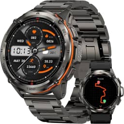 KOSPET Tank T3 Ultra Smartwatch, 50M à prova de água, GPS, bússola, pressão do ar, altitude, aço inoxidável completo, chamada Bluetooth, ecrã AMOLED sempre activo de 1,43'', voz AI Banda de Metal