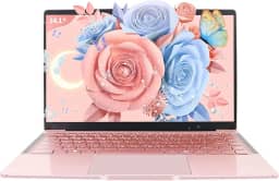 Svikou Laptop ouro rosa de 14 polegadas, Win 11 Pro (pré-instalado), processador Intel Quad-Core J4105, tela IPS FHD, 6GB RAM 512GB SSD, notebook ultraleve para viagens, aulas online, trabalho e