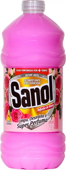 Sanol Desinfetante Líquido Para Uso Geral Infusão De Rosas 2 Litros Rosa