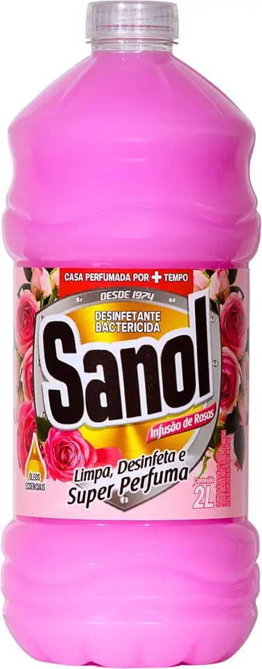 Sanol Desinfetante Líquido Para Uso Geral Infusão De Rosas 2 Litros Rosa