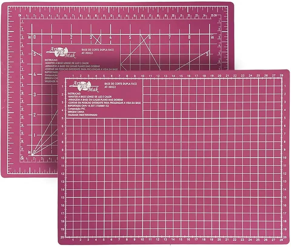 Base de Corte A4 30x22 cm Mesa de Apoio Placa para Corte Costura Patchwork Artesanato (Rosa)