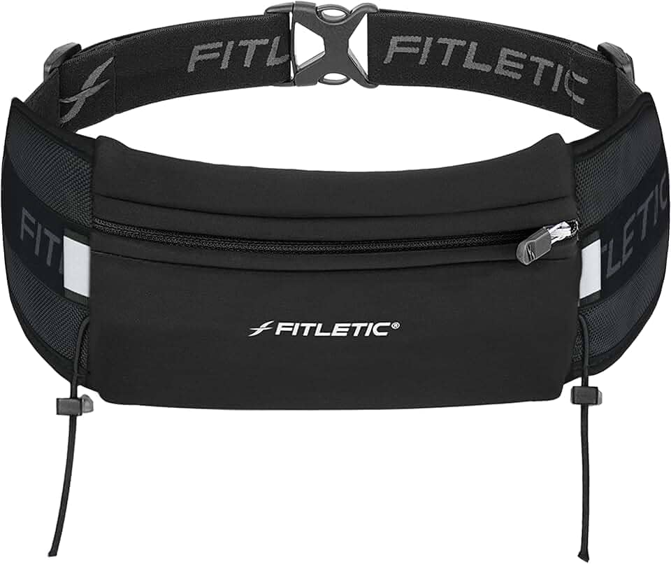 Fitletic - Cinto de Corrida Ultimate I Race para Triatlos, Maratonas - Resistente à Água, Leve, Discreto e Patenteado sem Salto - Ajuste Duplo Ultra Macio - Preto
