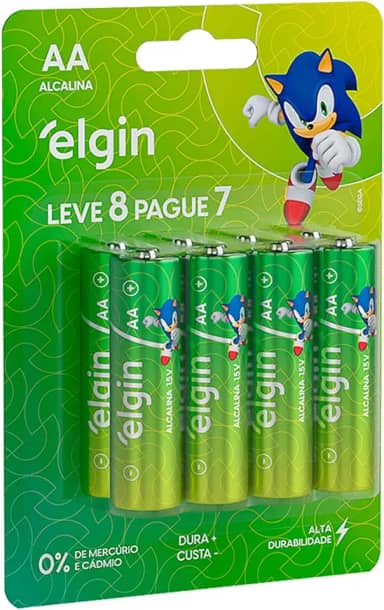 Pilha Alcalina AA com 8 unidades Elgin Comum