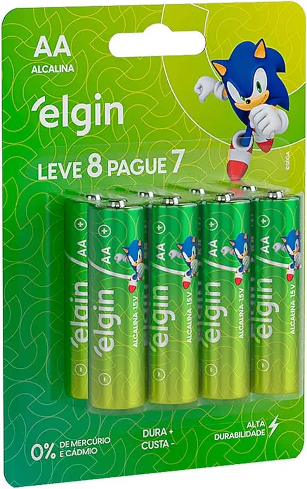 Pilha Alcalina AA com 8 unidades Elgin Comum