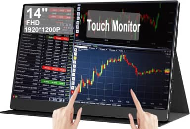 Monitor de viagem portátil de toque de 14 polegadas: Extensor de tela de laptop IPS/HDR de 1920 * 1200p para jogos e exibição de computador, compatível com laptop PC telefone PS4/PS5 Switch