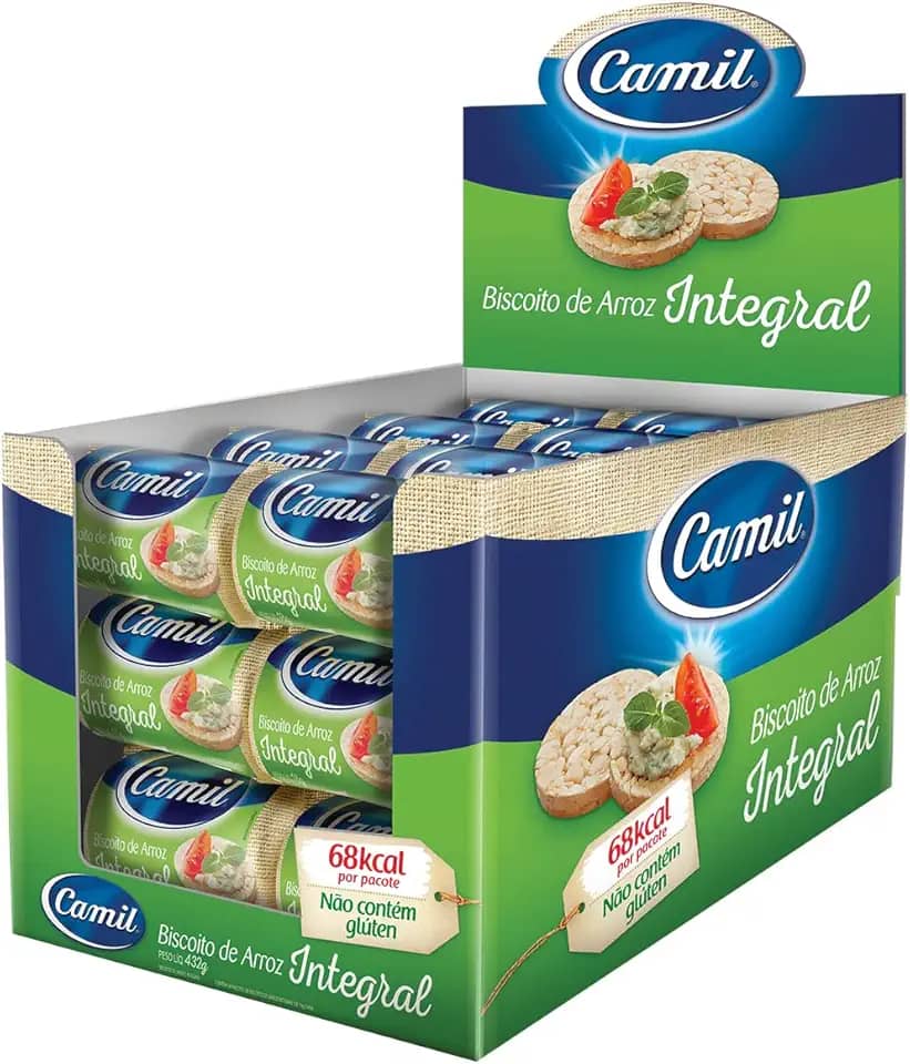 Camil - Biscoito Arroz Integral Unidose Display 432g
