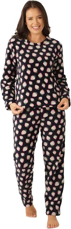Pijama Feminino Longo de Inverno, Fleece Peludinho, Ted, Fechado