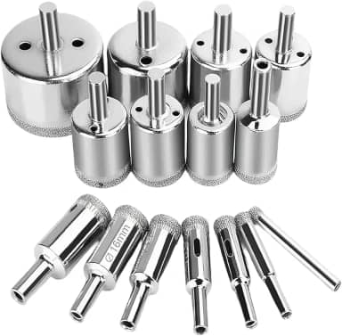 Broca Diamantada para Porcelanato 15 Peças - 6 a 50mm - Broca de Diamante para Vidro, Cerâmica, Mármore, Azulejo e Alvenaria