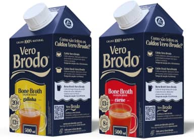 Combo Caldo Vero Brodo Bone Broth Galinha E Carne 500ml Cada
