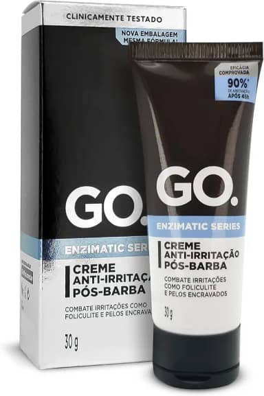 Pós-barba anti-irritação, com enzimas naturais cicatrizantes, peles ultra sensíveis, anti foliculite, pelos encravados, vermelhidão, eficácia comprovada, vegano, Go Man