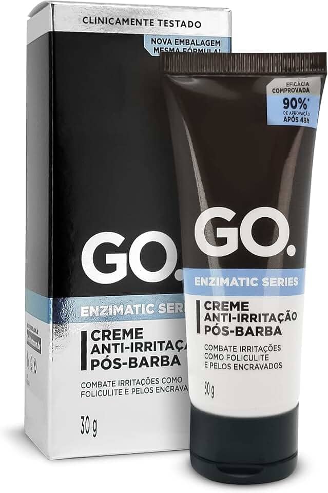 Pós-barba anti-irritação, com enzimas naturais cicatrizantes, peles ultra sensíveis, anti foliculite, pelos encravados, vermelhidão, eficácia comprovada, vegano, Go Man