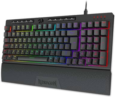 Teclado Membrana Gamer Redragon Shiva 98 RGB Preto com Apoio de Pulso K515-RGB PT