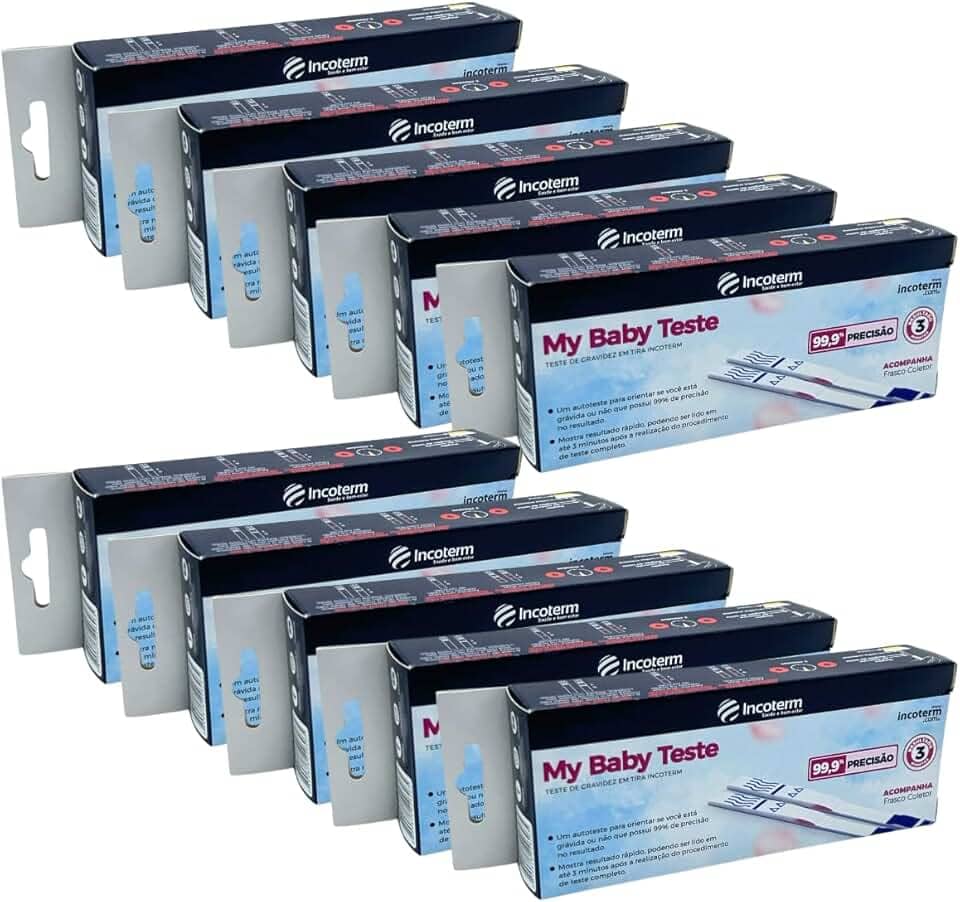 Teste de Gravidez em Tira | My baby Test - Incoterm | Kit com 10 Unidades | Resultado em até 5 minutos