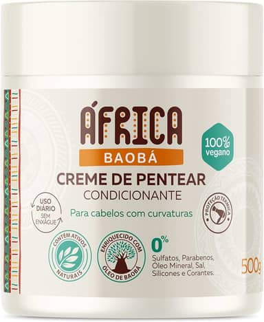 Ápice Creme de Pentear África Baobá | Hidratação, Definição e Proteção Térmica para Cabelos Cacheados, Crespos e Ondulados | 500g