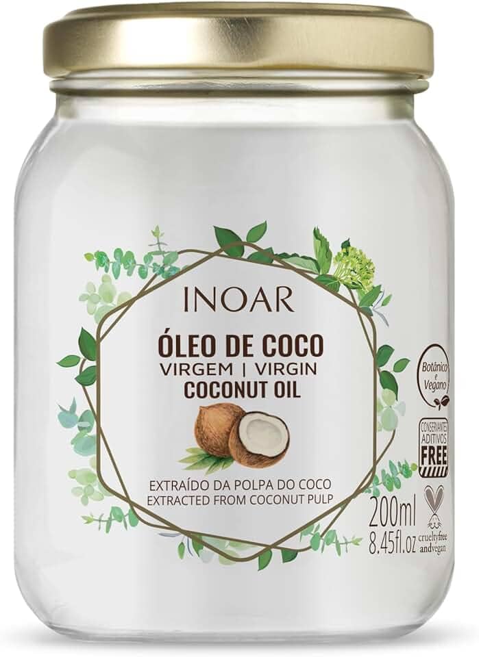 Inoar, Óleo de Coco Extra Virgem, Hidratação Profunda, Força e Nutrição para Todos os Tipos de Cabelos, Vegano e Botânico - 200ml