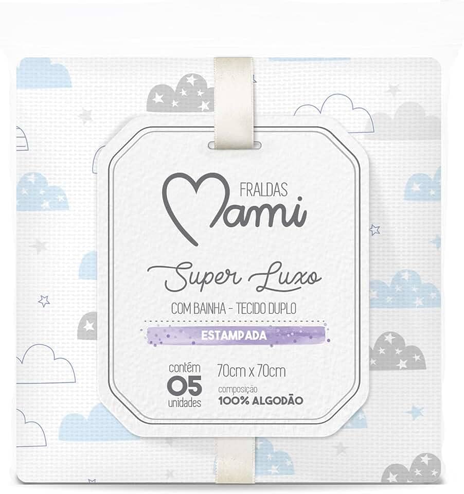 Papi Textil Fralda Super Luxo Mami C/ Bainha Estampada 70Cm X 70Cm Contem 05 Un