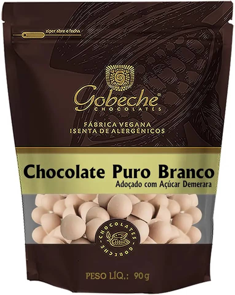 Gotas Chocolate Branco Gobeche - Adoçado com Açúcar Demerara- 90g