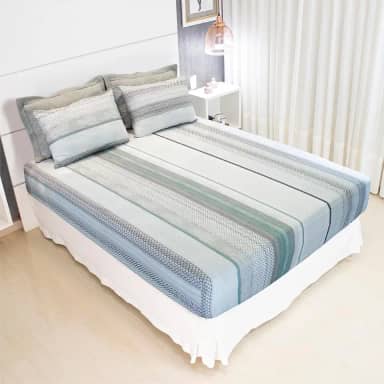 Jogo de Lençol Cama Casal 3 Peças Estampado 100% Algodão com Elástico e Toque Macio Cozzilar (Modelo 4)