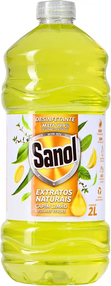Sanol Desinfetante Extratos Naturais Capim Limão & Folhas Verdes 2 Litros Amarelo