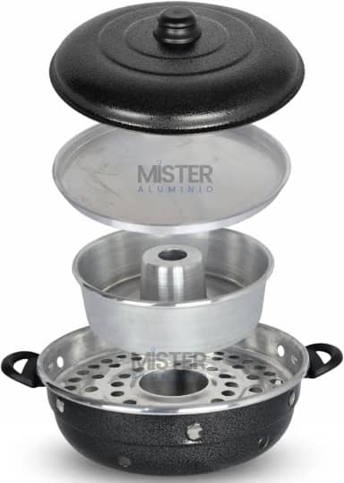 Churrasqueira Grill Vigorosa Multiuso para Fogão em Alumínio – Assa Pizza, Bolo e Grelha Carnes (Preto Craqueado)