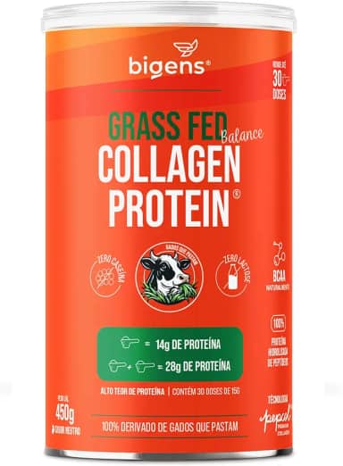Bigens Grass Fed Balance Collagen Protein, Gado de Pasto, Colágeno Zero Lactose e Caseína (Unidade, Neutro)