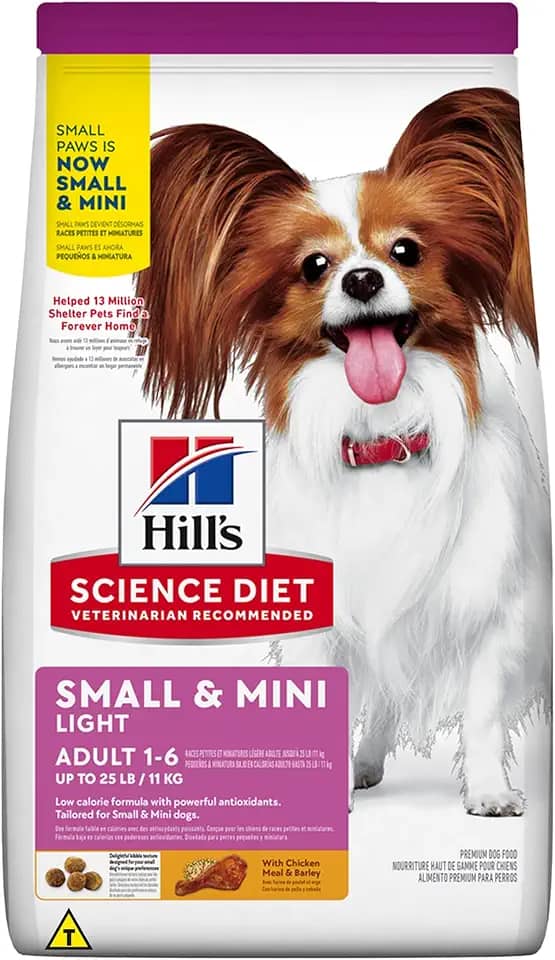 Ração Hill's Science Diet Light com Baixas Calorias Pequenos e Mini para Cães Adultos Sabor Frango 2.04kg