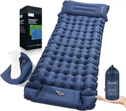 CALMCREST Almofada de dormir para acampamento, almofada de dormir com isolamento térmico de 10 cm de espessura para o inverno, colchão inflável ultraleve com travesseiro ajustável, tapete de dormir