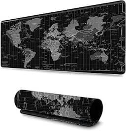 Mouse Pad Gamer Profissional Grande Confortavél Anti Derrapante 90x40 - Mapa Mundi Preto