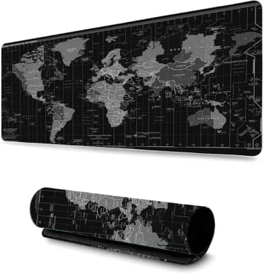 Mouse Pad Gamer Profissional Grande Confortavél Anti Derrapante 90x40 - Mapa Mundi Preto