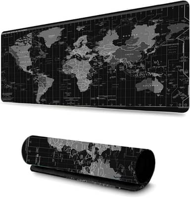 Mouse Pad Gamer Profissional Grande Confortavél Anti Derrapante 90x40 - Mapa Mundi Preto