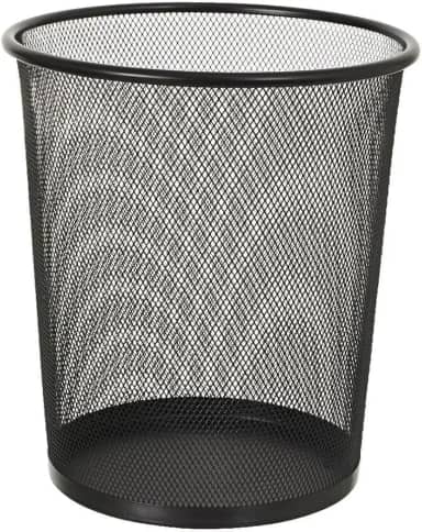 Lixeira Telada de Metal 10 Litros Preta - Cesto de Lixo Aramado para Escritório, Casa, Cozinha e Banheiro - Design Moderno, Resistente e Durável