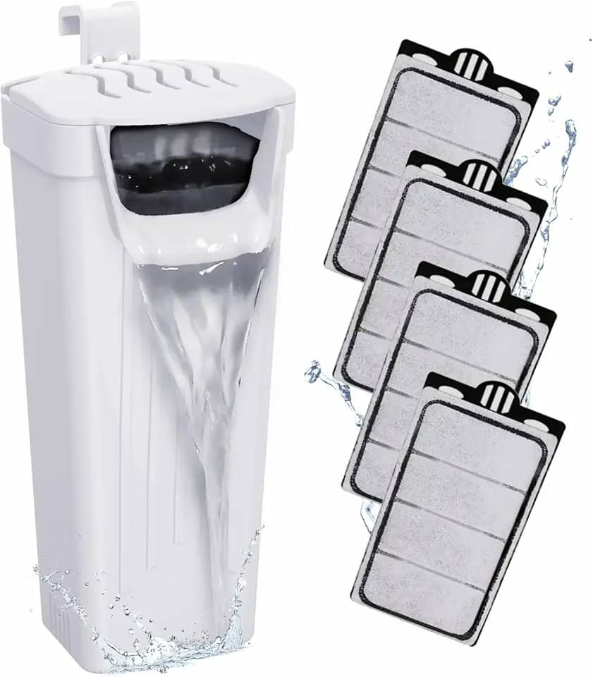 GOZILLA Filtro para tanque de tartaruga 74 GPH, tanque de tartaruga de baixo nível de água 3,5 W filtros de aquário para tanques pequenos de até 48 litros incluem 4 cartuchos de reposição. (branco)
