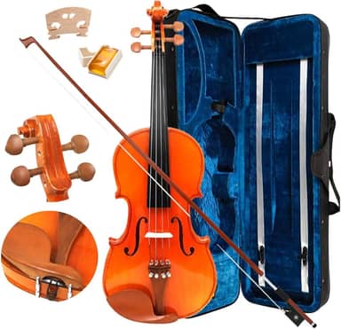 Violino 4/4 Todo Em Madeira Cavalete Acústico + Arco E Breu