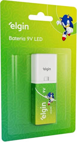 Bateria Alcalina 9v com lanterna LED Azul - Elgin